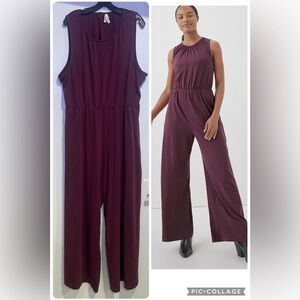 Pact Maroon Luxe Jersey Cut Out Wide Leg Jumpsuit Size XXXL
